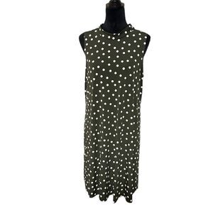 Signature by Robbie Bee Olive Green Polka Dot A-Line Dress Sz L Excellent Cond.